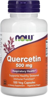 A bottle of Now Quercetin, a high quality 3rd Party approved supplement.